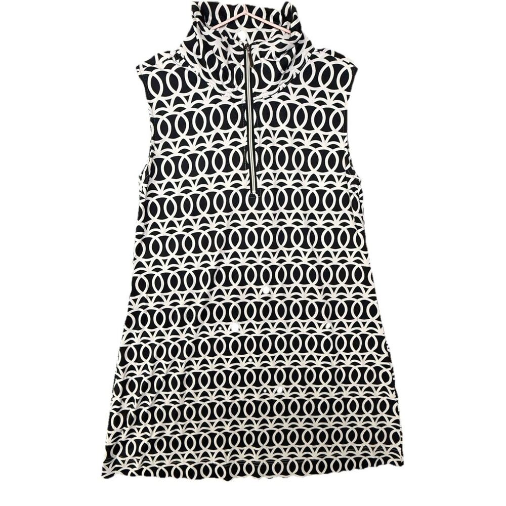 Lulu B Dress Womens XL Geometric 3/4 Zip Black White Stretch Knee Length - Picture 3 of 7